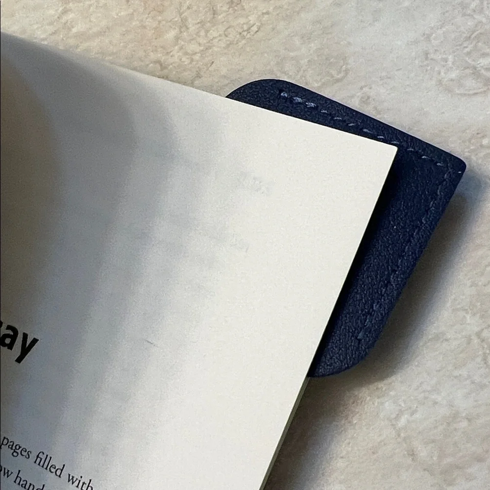 Navy Blue Leather Heart Bookmark